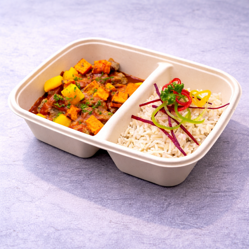 BEEF STEW WITH POTATO, SWEET POTATO AND BROWN RICE